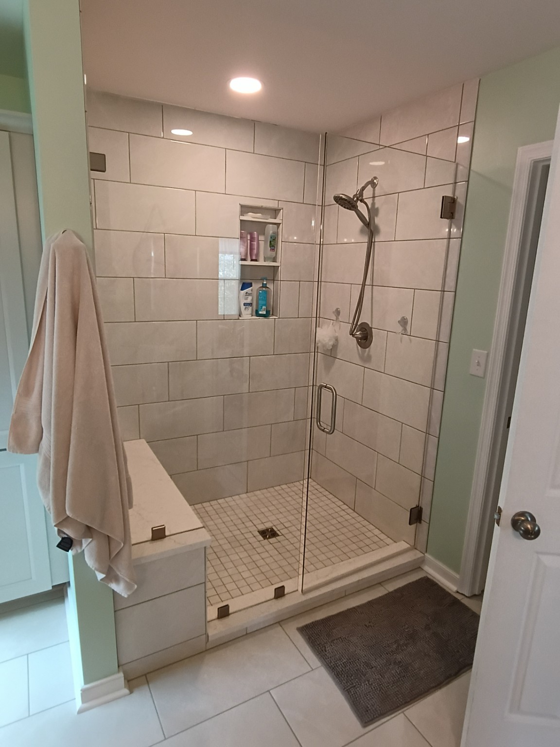 Completed tiled shower installation